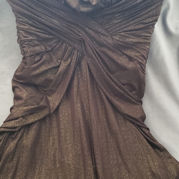 BCBGMaxAzria strapless ruched gold flake dress - Picture 5 of 7